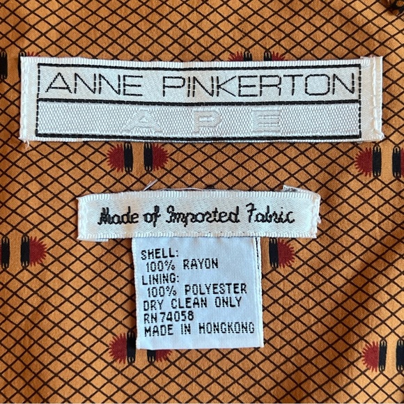 Vtg 2 Sided Anne Pinkerton Rayon 12" Handkerchief - Pocket Square - Picture 2 of 5